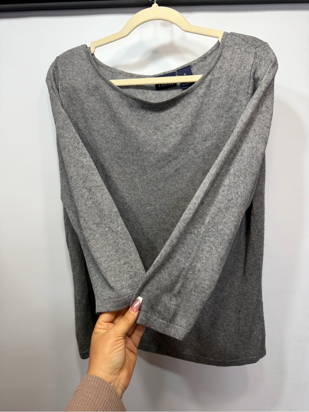 Hillard & Hanson Silk Cashmere Sweater Gray Scoop Neck Size M - Picture 3 of 10